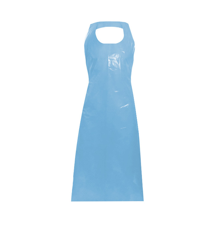 Wegwerp plastic PE schort G80 blauw 76x120cm (50 stuks) Wegwerp plastic PE schort G80 blauw 76x120cm (50 stuks)