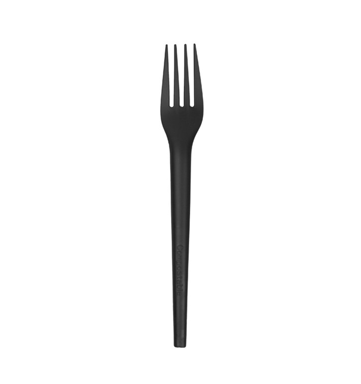 Fourchette Biodégradable CPLA Noir 17cm (25 Utés) Fourchette Biodégradable CPLA Noir 17cm (25 Utés)