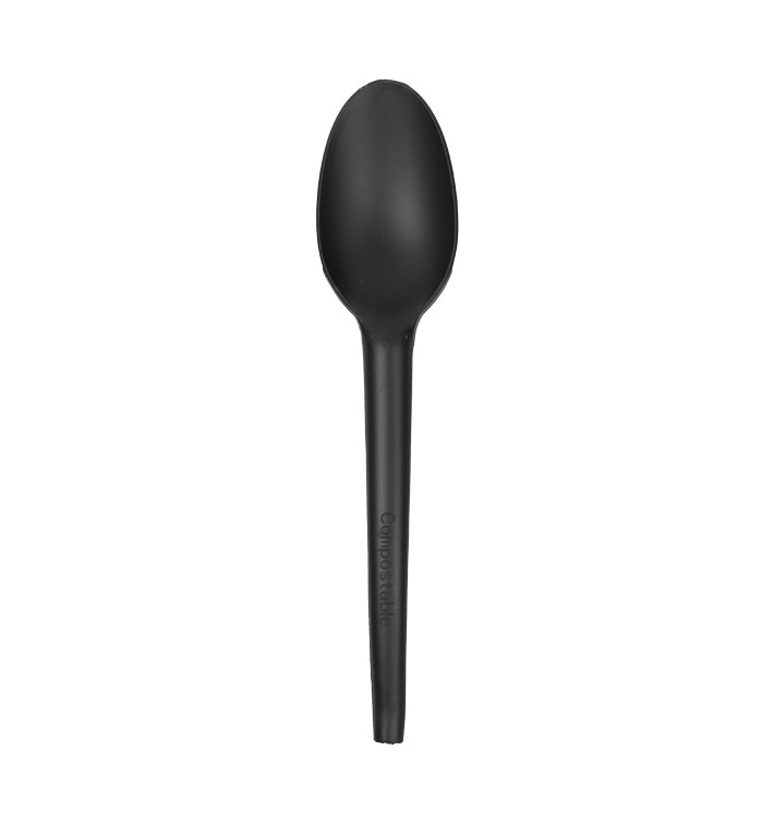 Cuillère Biodégradable CPLA Noir 16,5cm (25 Utés) Cuillère Biodégradable CPLA Noir 16,5cm (25 Utés)