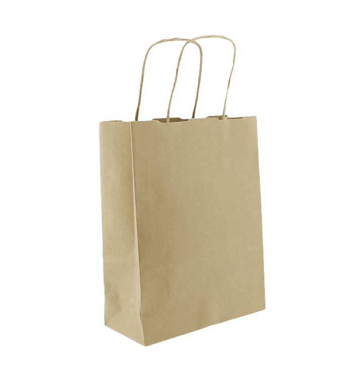 Papieren zak met handgrepen kraft 100g/m² 18+8x24cm (450 stuks) Papieren zak met handgrepen kraft 100g/m² 18+8x24cm (450 stuks)