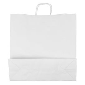 Papieren zak met handgrepen kraft wit 100g/m² 44+15x46cm (25 stuks) 