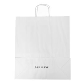 Sac en papier Blanc avec Anses Kraft 100g/m² 44+15x46cm (25 Utés)
