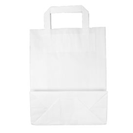 Sac en Papier Kraft Blanc avec Anses 100g/m² 22+11x27cm (250 Utés)