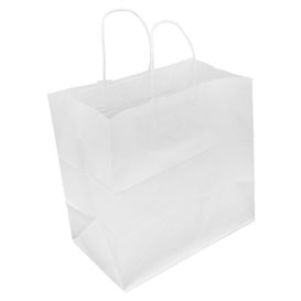 Papieren zak met handgrepen kraft wit 80g/m² 30+18x29cm (25 stuks) 
