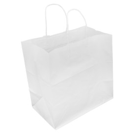 Papieren zak met handgrepen kraft wit 80g/m² 30+18x29cm (25 stuks) 