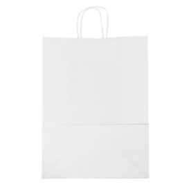 San en Papier Kraft Blanc avec Anses 90g/m² 32+16x43cm (50 Utés)