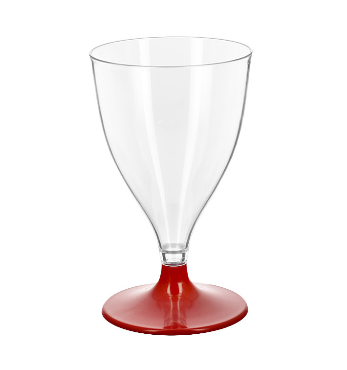 Herbruikbare PS Beker Water/Wijn Rood Voet 200ml 2P (48 Stuks) Herbruikbare PS Beker Water/Wijn Rood Voet 200ml 2P (48 Stuks)