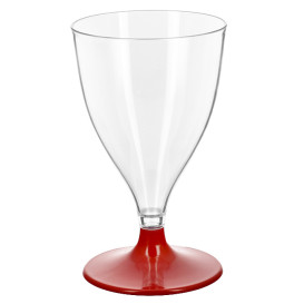 Verre Réutilisable PS Eau/Vin Pied Rouge 200ml 2P (6 Utés)