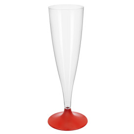 Flûte Champagne Plastique Pied Rouge 140ml 2P (400 Utés)