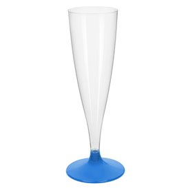 Plastic stam fluitglas Mousserende Wijn blauw transparant 140ml 2P (20 stuks)