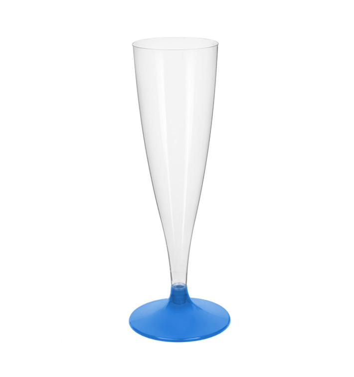 Flûte Champagne Plastique Pied Bleu Transp. 140ml 2P (400 Utés) Flûte Champagne Plastique Pied Bleu Transp. 140ml 2P (400 Utés)