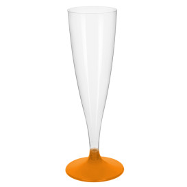 Plastic stam fluitglas Mousserende Wijn oranje transparant 140ml 2P (20 stuks)