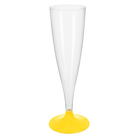 Flûte Champagne Plastique Pied Jaune 140ml 2P (400 Utés)