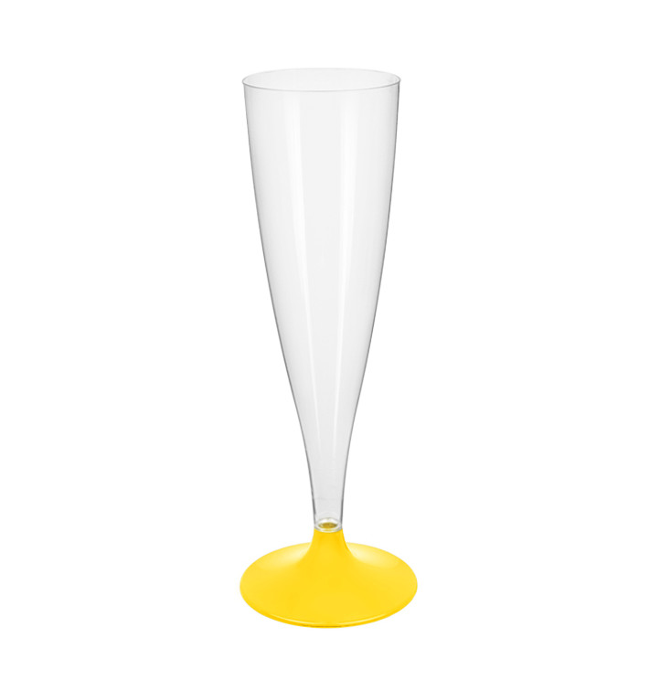 Plastic stam fluitglas Mousserende Wijn geel 140ml 2P (400 stuks) Plastic stam fluitglas Mousserende Wijn geel 140ml 2P (400 stuks)
