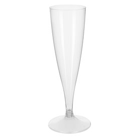 Flûte Champagne Plastique Pied Transparent 140ml 2P (20 Utés)