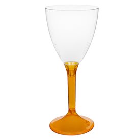 Plastic stamglas wijn oranje transparant verwijderbare stam 180ml (20 stuks)
