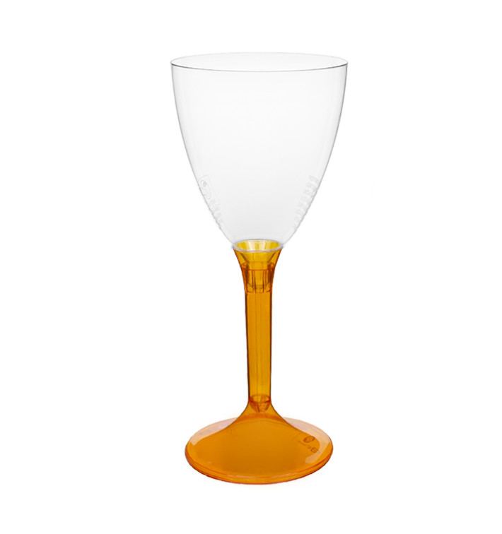 Plastic stamglas wijn oranje transparant verwijderbare stam 180ml (200 stuks) Plastic stamglas wijn oranje transparant verwijderbare stam 180ml (200 stuks)