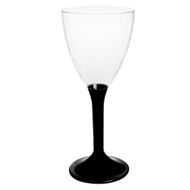 Verre Plastique Vin Pied Noir 180ml 2P (20 Utés)