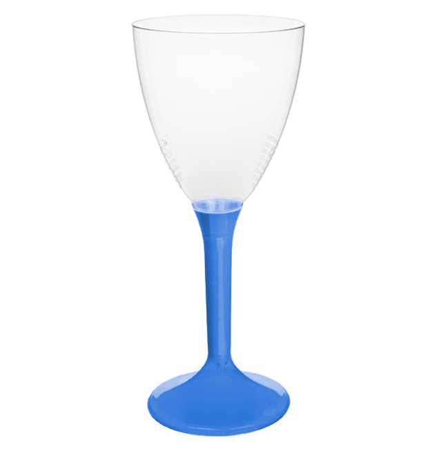Plastic stamglas wijn blauw mediterranean verwijderbare stam 180ml (20 stuks)