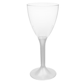 Verre Plastique Vin Pied Blanc Perlé 180ml 2P (20 Utés)