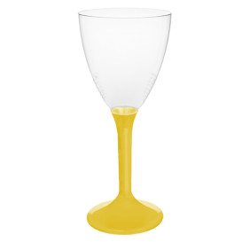 Verre Plastique Vin Pied Jaune 180ml 2P (20 Utés)