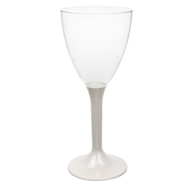 Verre Plastique Vin Pied Beige 180ml 2P (200 Utés)