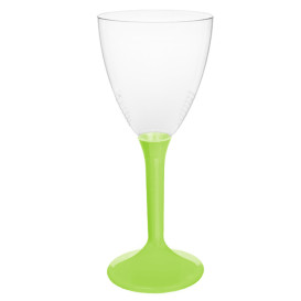 Verre Plastique Vin Pied Vert citron 180ml 2P (20 Utés)