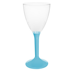 Verre Plastique Vin Pied Turquoise 180ml 2P (200 Utés)