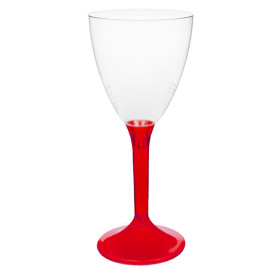 Verre Plastique Vin Pied Rouge Transp. 180ml 2P (20 Utés)