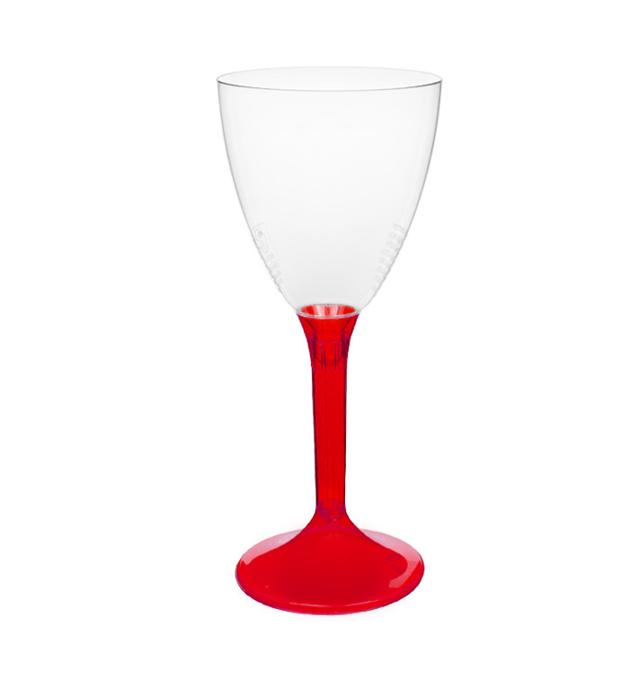 Verre Plastique Vin Pied Rouge Transp. 180ml 2P (20 Utés) Verre Plastique Vin Pied Rouge Transp. 180ml 2P (20 Utés)
