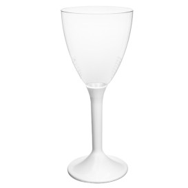 Verre Plastique Vin Pied Blanc 180ml 2P (20 Utés)