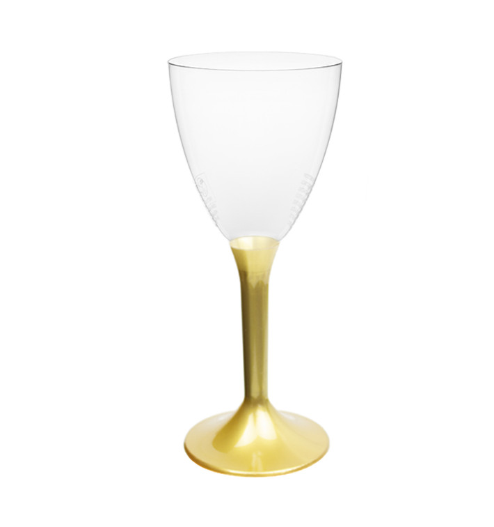 Verre Plastique Vin Pied Or 180ml 2P (200 Utés) Verre Plastique Vin Pied Or 180ml 2P (200 Utés)