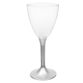 Verre Plastique Vin Pied Gris 180ml 2P (200 Utés)