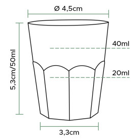 Verre Plastique à Shot Transp. PS Ø45mm 50ml (1000 Utés)