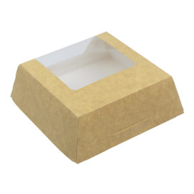 Boîte en Carton Kraft avec Fenêtre 120x120x40mm (25 Unités)