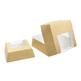 Boîte en Carton Kraft avec Fenêtre 120x120x40mm (25 Unités)