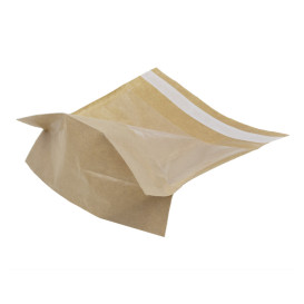 Sac avec Base et Fenêtre Fermeture Automatique Kraft 14x16 cm (100 utés)