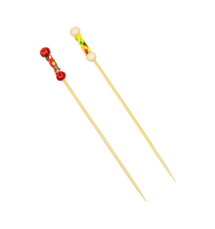 Bamboe vleespennen geel Design 12cm (100 stuks) Bamboe vleespennen geel Design 12cm (100 stuks)