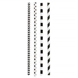 Paille Droite Papier Noir Ø6mm 20cm (200 Utés)