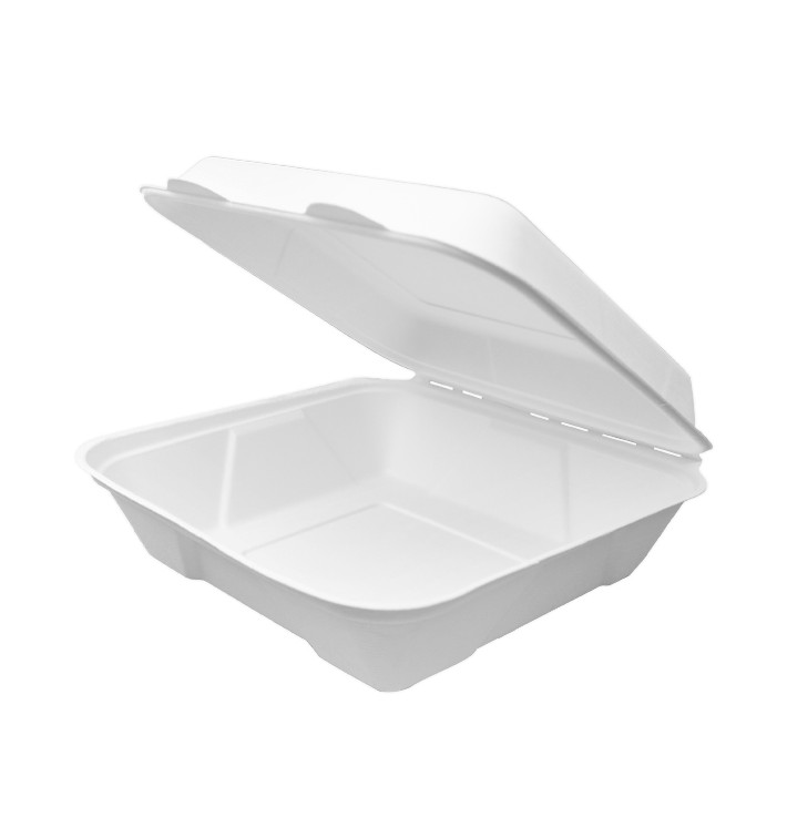 Boîte en Canne à Sucre Blanc 225x225x75mm (200 Utés) Boîte en Canne à Sucre Blanc 225x225x75mm (200 Utés)