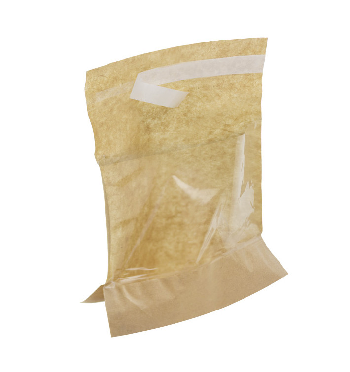 Papieren voedsel zak kraft zelfsluitend 14x16cm (100 stuks) Papieren voedsel zak kraft zelfsluitend 14x16cm (100 stuks)