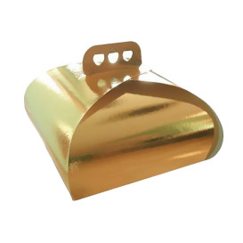 Papieren cake doosje met Hendel Cake vorm goud 30,5x30,5x14cm (100 stuks)