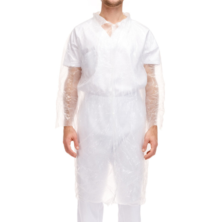 Blouse Polyéthylène Fermeture à Bouton Blanc (10 Unités) Blouse Polyéthylène Fermeture à Bouton Blanc (10 Unités)