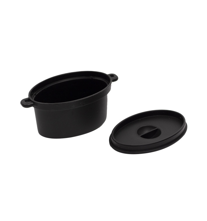 Verrine cocotte Noir avec Couvercle 7,5x6,5cm 60ml (10 Utés)