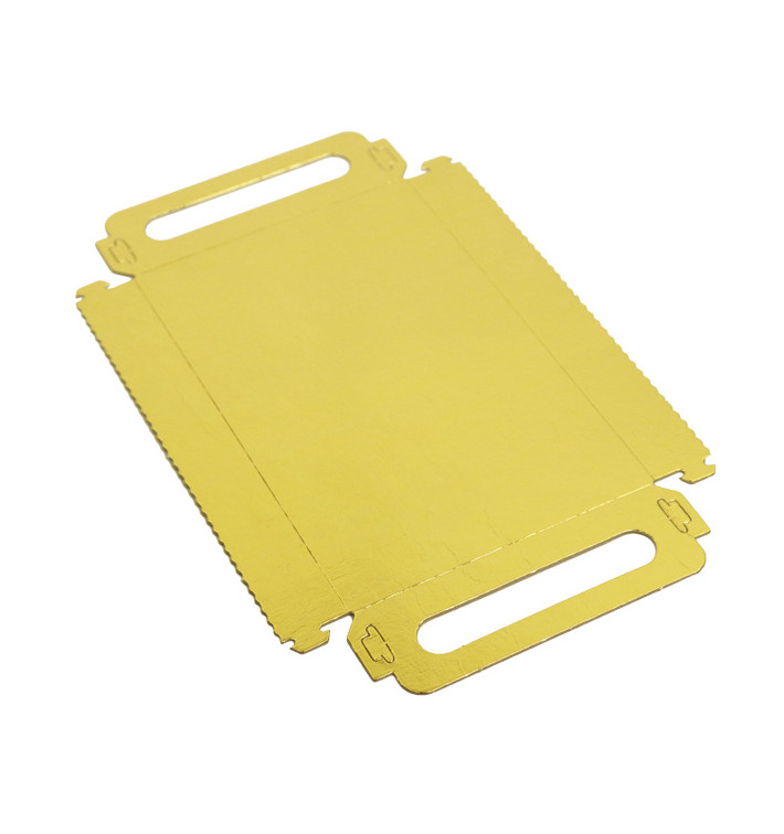 Papieren dienblad met handgrepen Rechthoekige vorm goud 12x19cm (1.000 stuks) Papieren dienblad met handgrepen Rechthoekige vorm goud 12x19cm (1.000 stuks)
