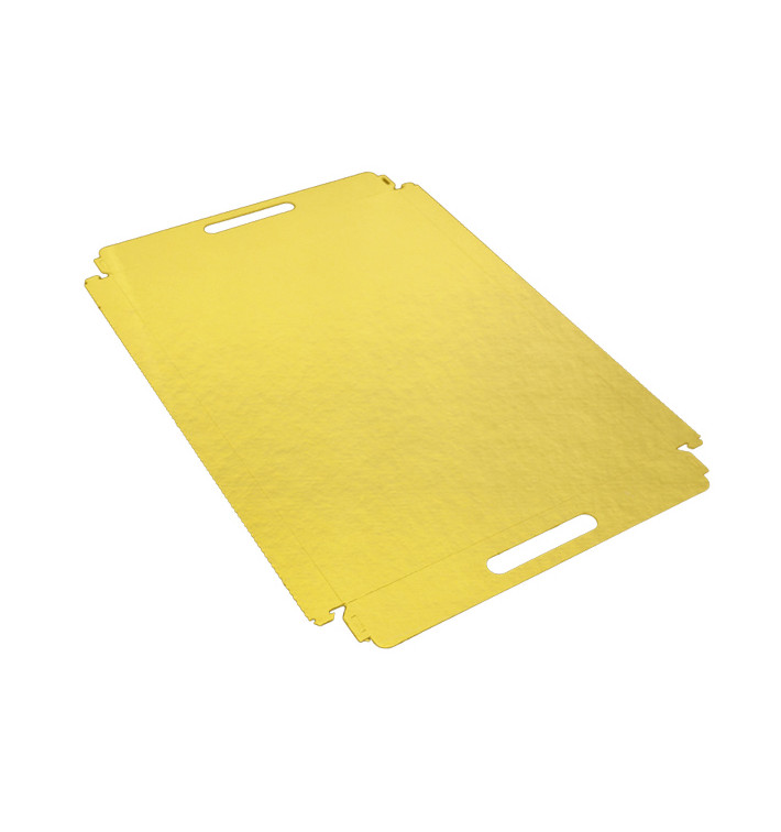 Plateau Rectangle Carton Doré Poignées 28,5x38,5 cm (100 Utés) Plateau Rectangle Carton Doré Poignées 28,5x38,5 cm (100 Utés)