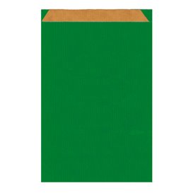 Sac Papier Kraft Vert 26+9x38cm (125 Unités)