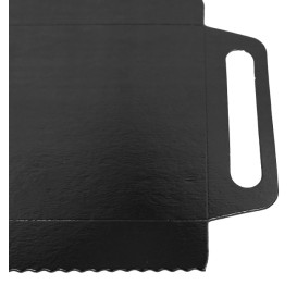 Papieren dienblad met handgrepen Rechthoekige vorm zwart 30x12 cm (600 stuks)