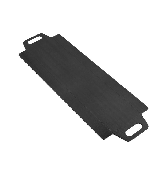Plateau Rectangle Carton Noir Poignées 32x7,5 cm (100 Utés) Plateau Rectangle Carton Noir Poignées 32x7,5 cm (100 Utés)