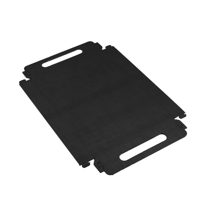 Plateau Rectangle Carton Noir Poignées 16x23 cm (100 Utés) Plateau Rectangle Carton Noir Poignées 16x23 cm (100 Utés)